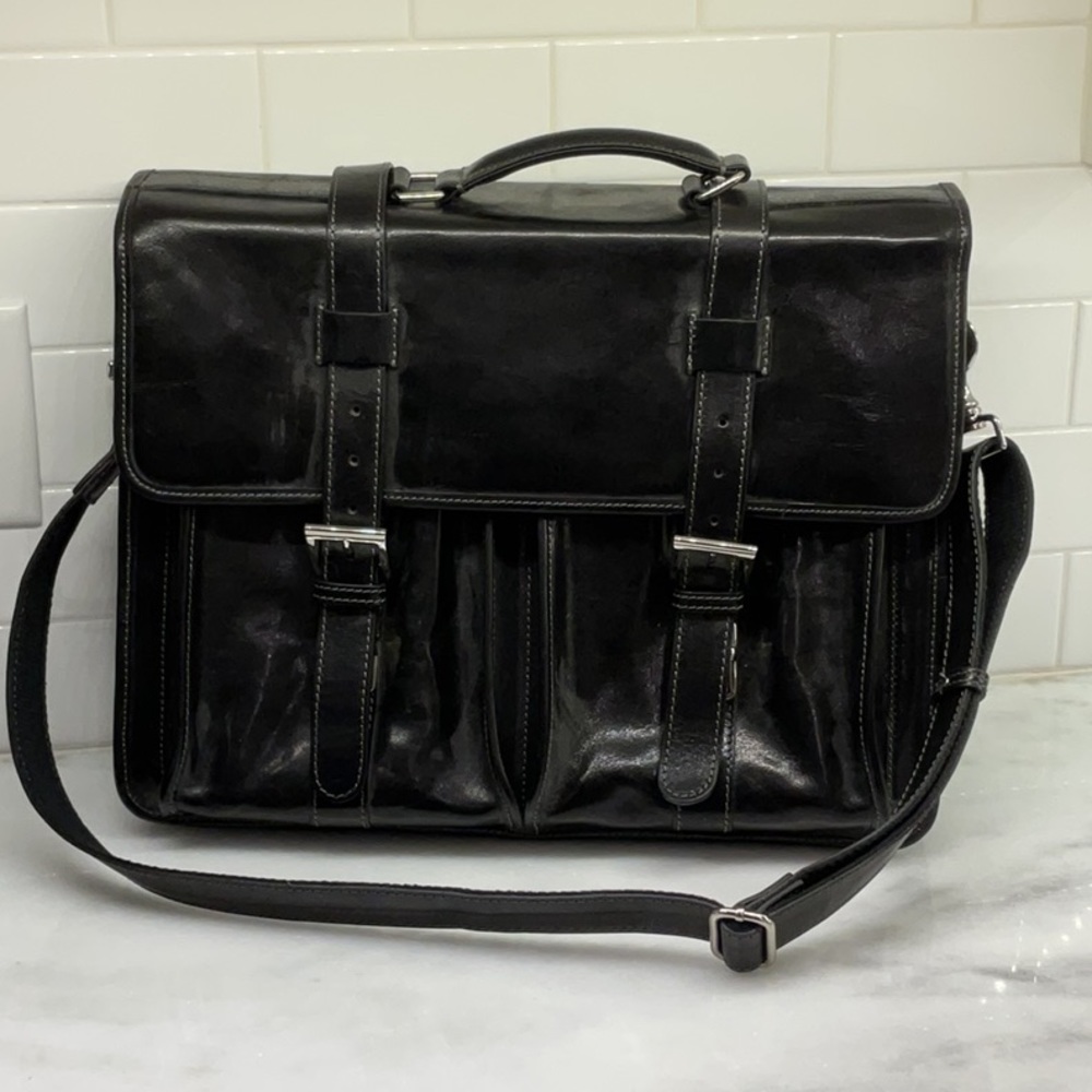 Black Leather Satchel Bag